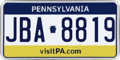 PA license plate JBA8819