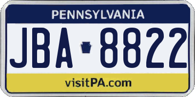 PA license plate JBA8822