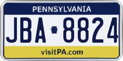 PA license plate JBA8824