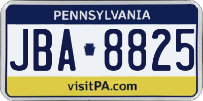 PA license plate JBA8825