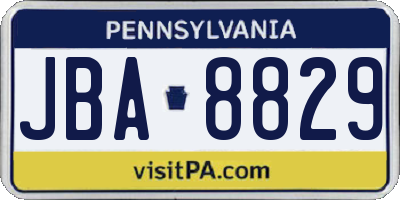 PA license plate JBA8829