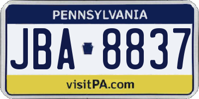 PA license plate JBA8837
