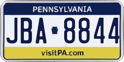 PA license plate JBA8844