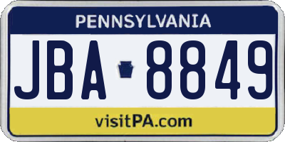 PA license plate JBA8849