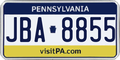 PA license plate JBA8855