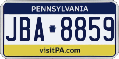 PA license plate JBA8859