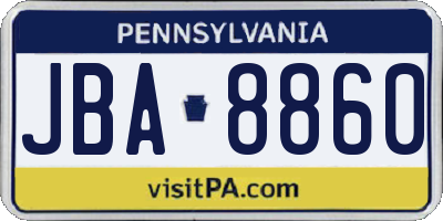 PA license plate JBA8860