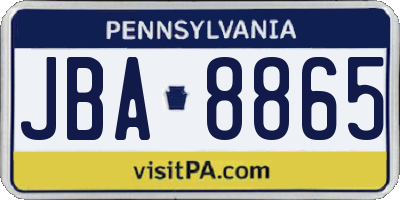 PA license plate JBA8865