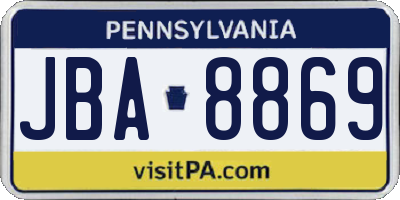 PA license plate JBA8869