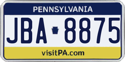PA license plate JBA8875