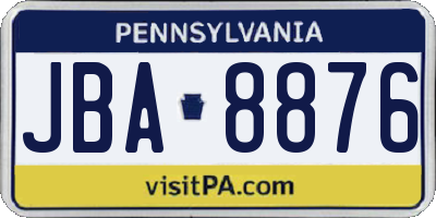 PA license plate JBA8876