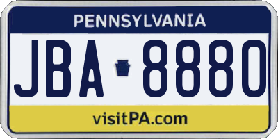 PA license plate JBA8880