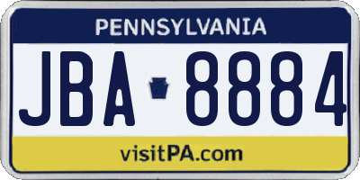 PA license plate JBA8884