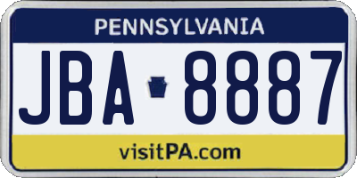 PA license plate JBA8887