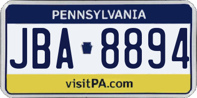 PA license plate JBA8894