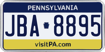 PA license plate JBA8895