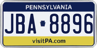 PA license plate JBA8896