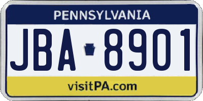 PA license plate JBA8901