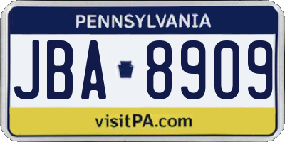 PA license plate JBA8909