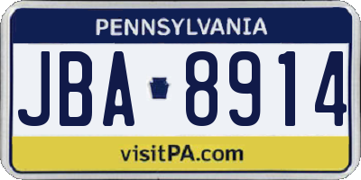 PA license plate JBA8914