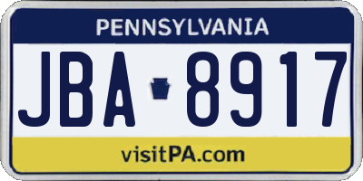 PA license plate JBA8917