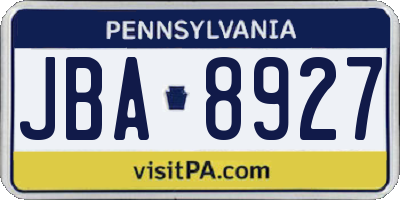 PA license plate JBA8927