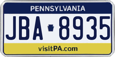 PA license plate JBA8935