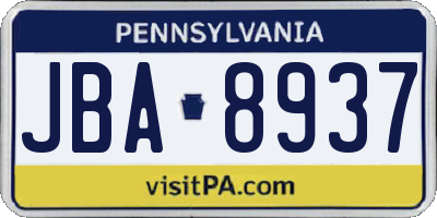 PA license plate JBA8937