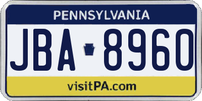 PA license plate JBA8960