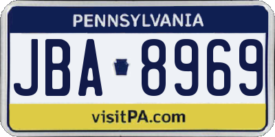 PA license plate JBA8969