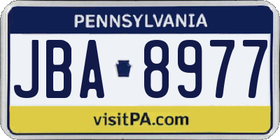 PA license plate JBA8977