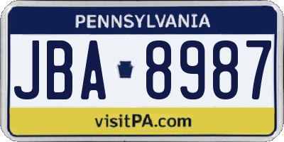 PA license plate JBA8987