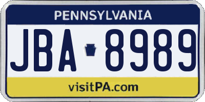 PA license plate JBA8989