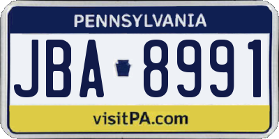 PA license plate JBA8991