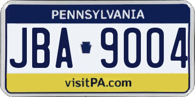 PA license plate JBA9004