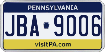 PA license plate JBA9006