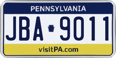 PA license plate JBA9011