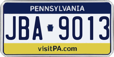 PA license plate JBA9013