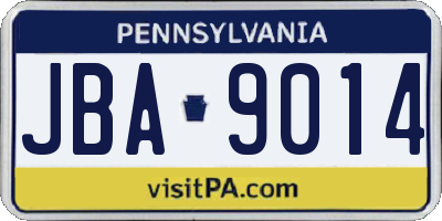 PA license plate JBA9014