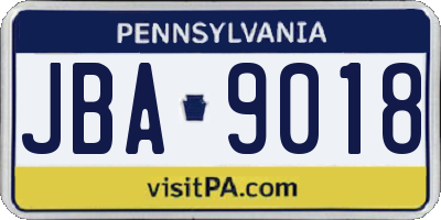 PA license plate JBA9018