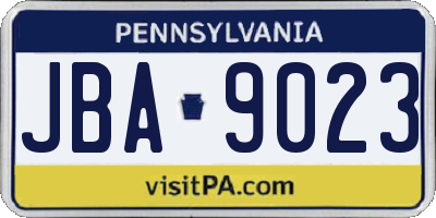 PA license plate JBA9023