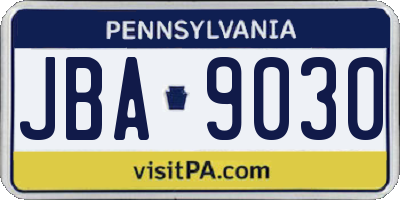 PA license plate JBA9030