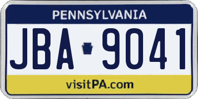 PA license plate JBA9041