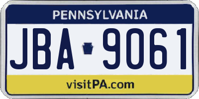 PA license plate JBA9061