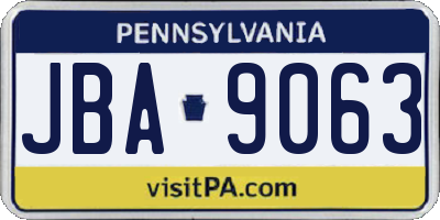 PA license plate JBA9063