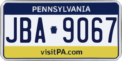 PA license plate JBA9067