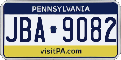PA license plate JBA9082