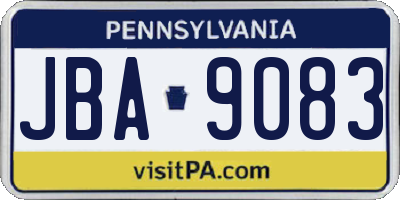 PA license plate JBA9083