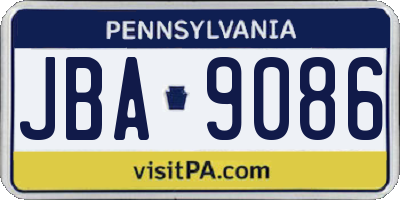 PA license plate JBA9086