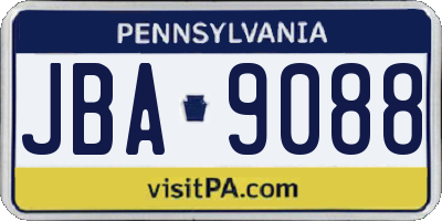 PA license plate JBA9088